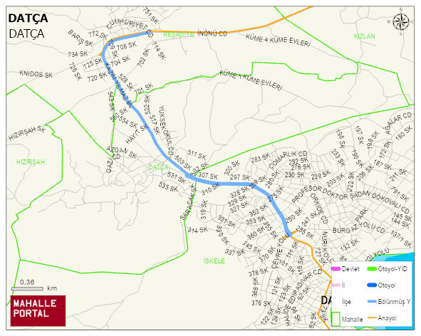 DATÇA Mahallesi Haritası | Dağlar, Ovalar ve Akarsu Bilgileri