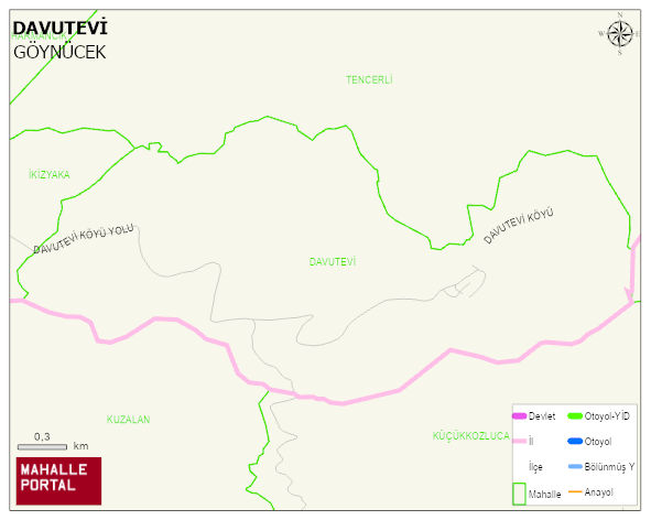 DAVUTEVİ Köyü Haritası | Dağlar, Ovalar ve Akarsu Bilgileri