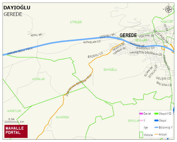 DAYIOĞLU Mahallesi Haritası | Coğrafi Yapı ve Detaylı Haritası