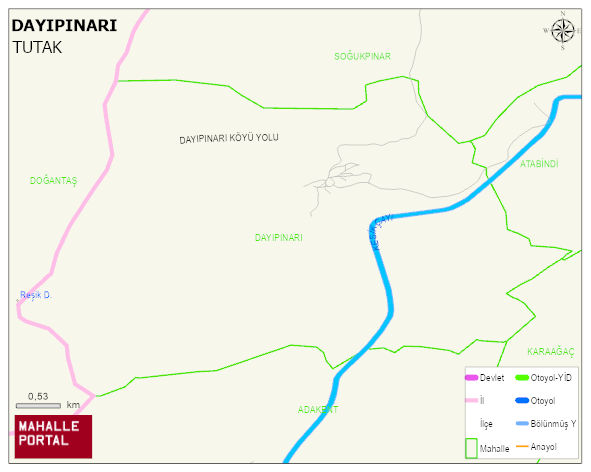 DAYIPINARI Köyü Haritası | Yükselti ve Doğa Özellikleri
