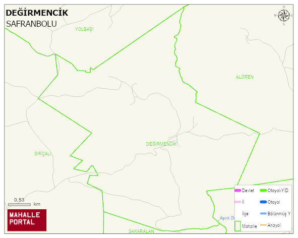DEĞİRMENCİK Köyü Haritası | Yükselti ve Doğa Özellikleri