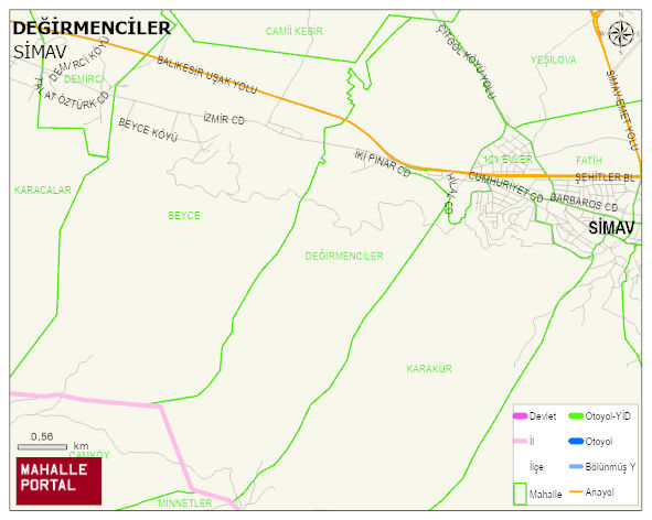 DEĞİRMENCİLER Mahallesi Haritası | Mahalle ve Köy Sınırı