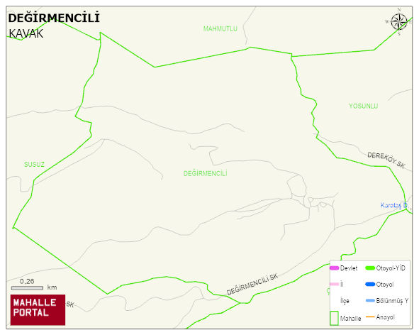 DEĞİRMENCİLİ Mahallesi Haritası | Dağlar, Ovalar ve Akarsu Bilgileri