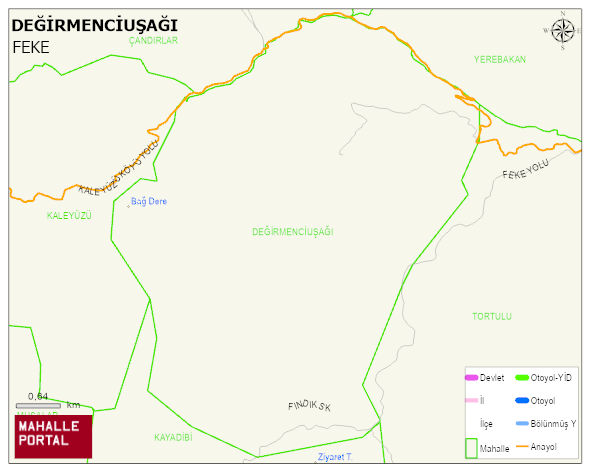 DEĞİRMENCİUŞAĞI Mahallesi Haritası | Yükselti ve Doğa Özellikleri