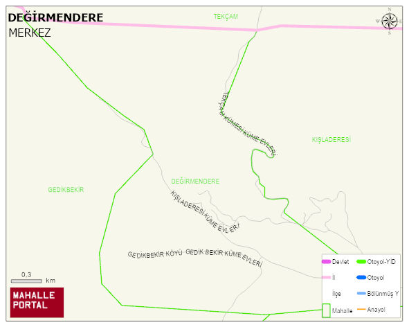 DEĞİRMENDERE Köyü Haritası | Sayısal Bölge Görünümü