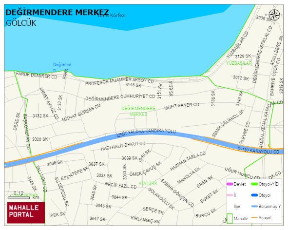 DEĞİRMENDERE MERKEZ Mahallesi Haritası | Mahalle Sokak Haritası
