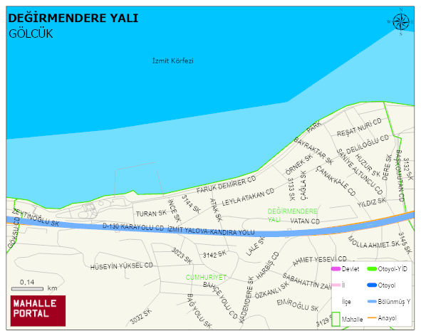 DEĞİRMENDERE YALI Mahallesi Haritası | Mahalle ve Köy Sınırı
