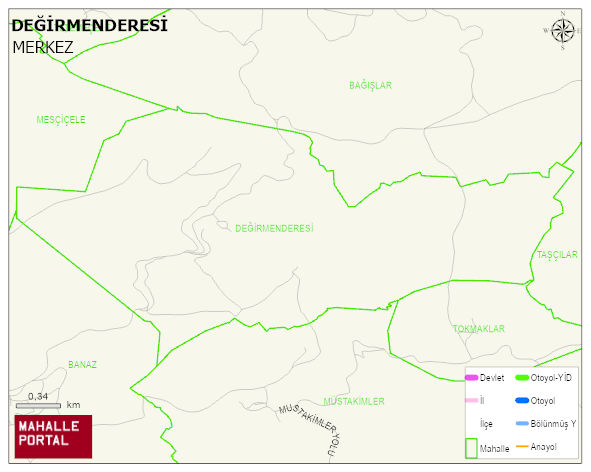 DEĞİRMENDERESİ Köyü Haritası | Detaylı Köy ve Mahalle Görünümü