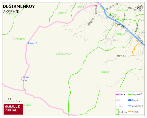 DEĞİRMENKÖY Mahallesi Haritası | Yükselti ve Doğa Özellikleri