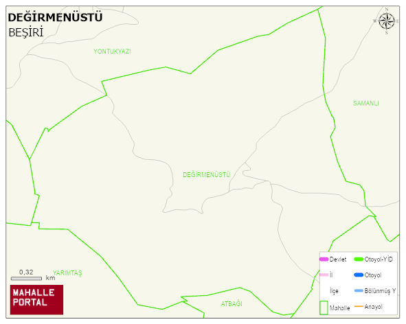 DEĞİRMENÜSTÜ Köyü Haritası | Yükselti ve Doğa Özellikleri