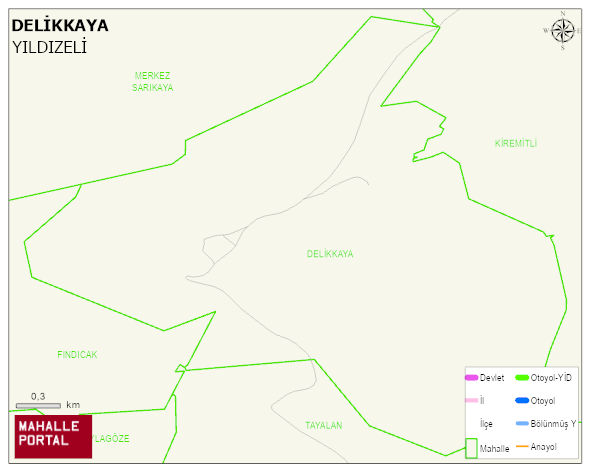 DELİKKAYA Köyü Haritası | Yükselti ve Doğa Özellikleri