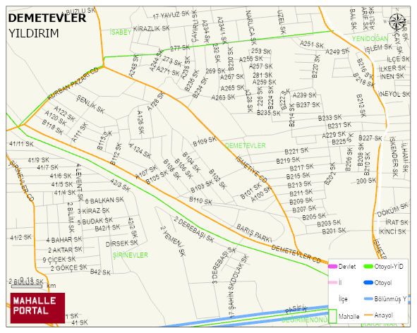 DEMETEVLER Mahallesi Haritası | Detaylı Köy ve Mahalle Görünümü