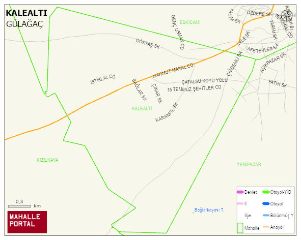 DEMİRCİ BELDESİ KALEALTI Mahallesi Haritası | Yükselti ve Doğa Özellikleri