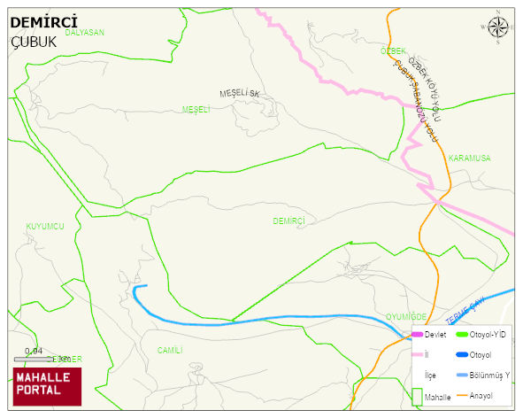 DEMİRCİ Mahallesi Haritası | Mahalle ve Köy Sınırı