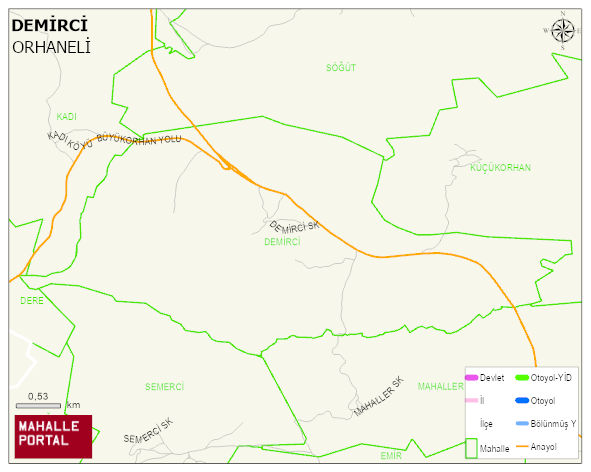 DEMİRCİ Mahallesi Haritası | Yükselti ve Doğa Özellikleri