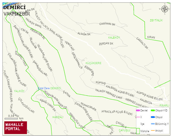 DEMİRCİ Mahallesi Haritası | Dağlar, Ovalar ve Akarsu Bilgileri