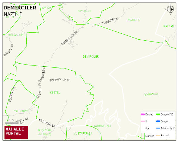 DEMİRCİLER Mahallesi Haritası | Mahalle ve Köy Sınırı