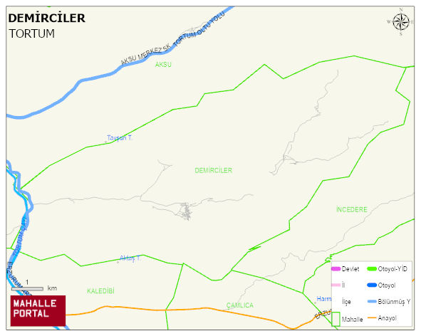 DEMİRCİLER Mahallesi Haritası | Dağlar, Ovalar ve Akarsu Bilgileri