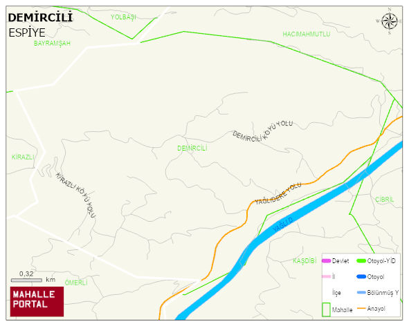 DEMİRCİLİ Köyü Haritası | Detaylı Köy ve Mahalle Görünümü