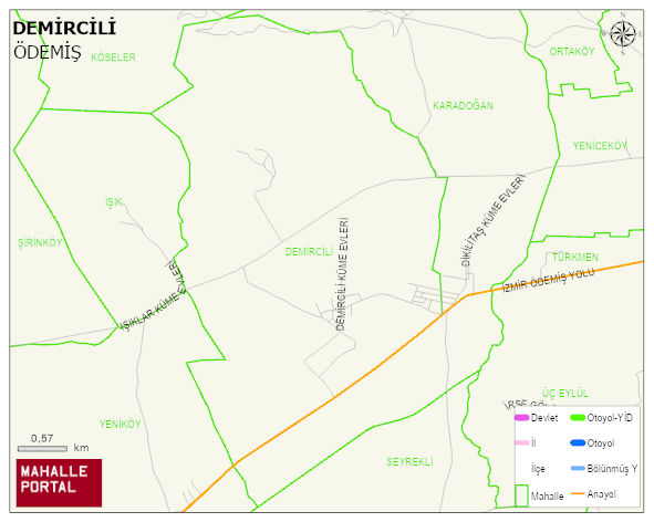 DEMİRCİLİ Mahallesi Haritası | Coğrafi Yapı ve Detaylı Haritası