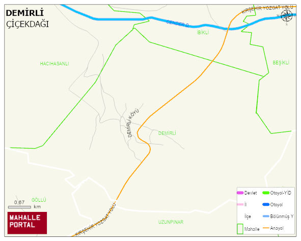 DEMİRLİ Köyü Haritası | Yükselti ve Doğa Özellikleri