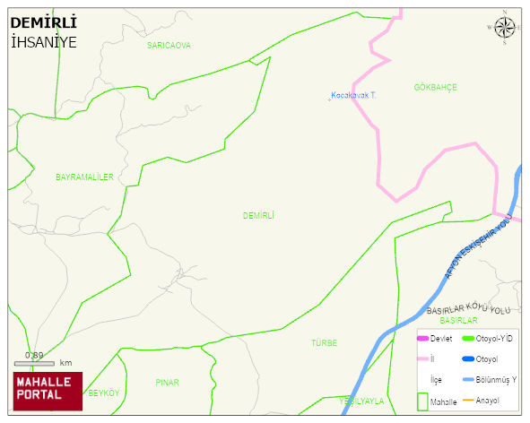 DEMİRLİ Köyü Haritası | Detaylı Köy ve Mahalle Görünümü
