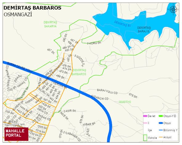 DEMİRTAŞ BARBAROS Mahallesi Haritası | Detaylı Köy ve Mahalle Görünümü