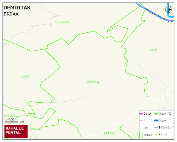 DEMİRTAŞ Köyü Haritası | Mahalle ve Köy Sınırı