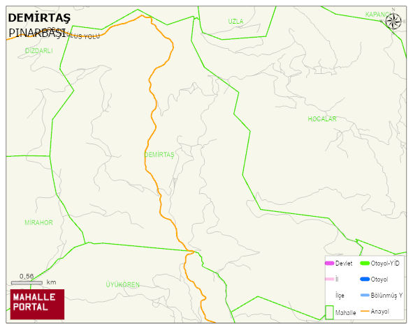 DEMİRTAŞ Köyü Haritası | Dağlar, Ovalar ve Akarsu Bilgileri