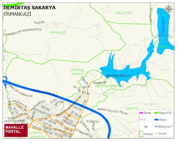 DEMİRTAŞ SAKARYA Mahallesi Haritası | Sayısal Bölge Görünümü