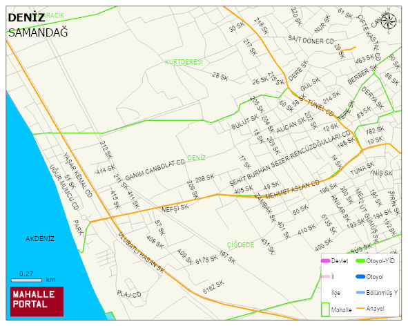 DENİZ Mahallesi Haritası | Coğrafi Yapı ve Detaylı Haritası