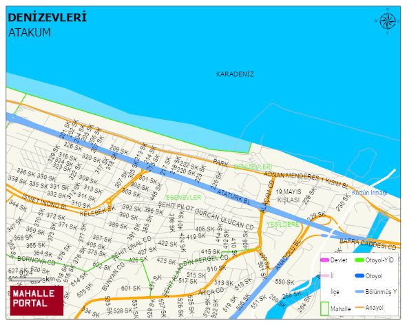 DENİZEVLERİ Mahallesi Haritası | Sayısal Bölge Görünümü