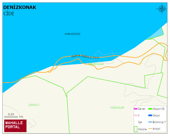 DENİZKONAK Köyü Haritası | Yükselti ve Doğa Özellikleri