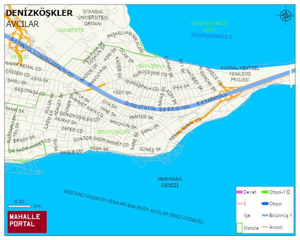 DENİZKÖŞKLER Mahallesi Haritası | Sayısal Bölge Görünümü