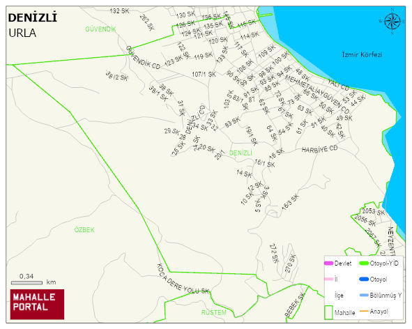 DENİZLİ Mahallesi Haritası | Coğrafi Yapı ve Detaylı Haritası