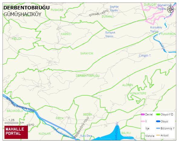 DERBENTOBRUĞU Köyü Haritası | Coğrafi Yapı ve Detaylı Haritası