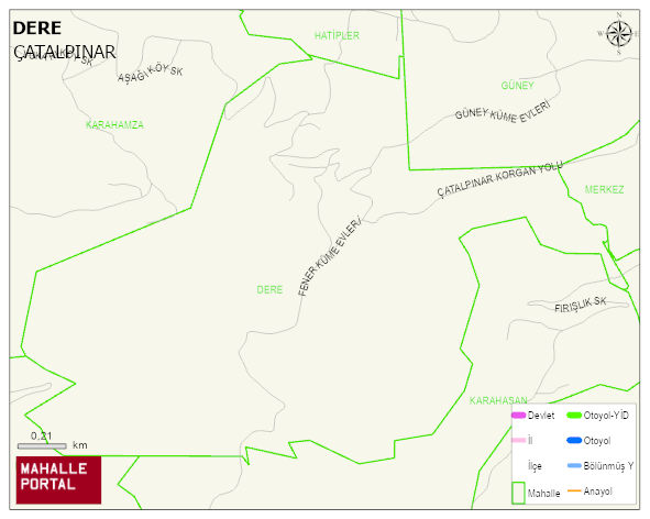 DERE Mahallesi Haritası | Dağlar, Ovalar ve Akarsu Bilgileri