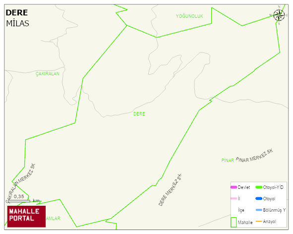 DERE Mahallesi Haritası | Mahalle ve Köy Sınırı