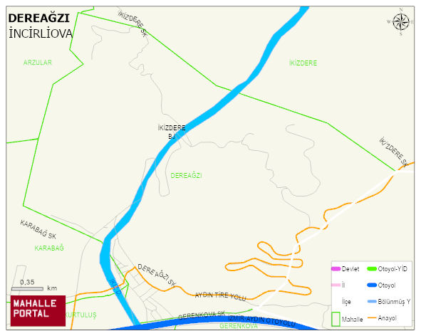 DEREAĞZI Mahallesi Haritası | Coğrafi Yapı ve Detaylı Haritası