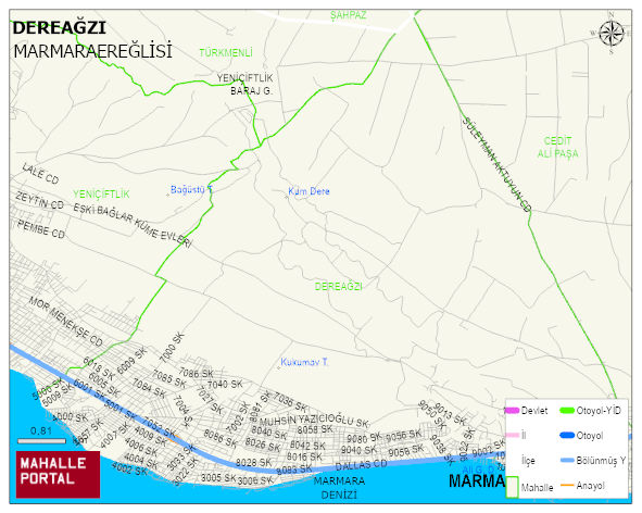 DEREAĞZI Mahallesi Haritası | Sayısal Bölge Görünümü