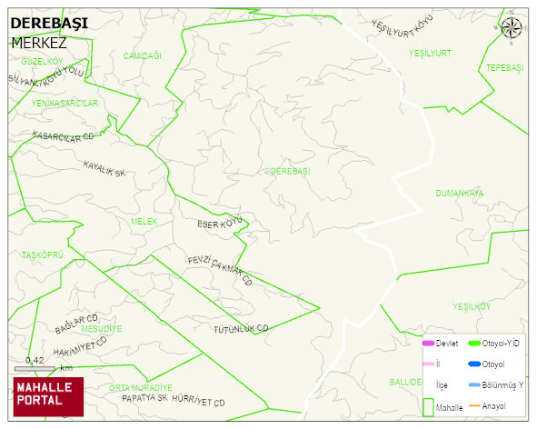 DEREBAŞI Köyü Haritası | Yükselti ve Doğa Özellikleri