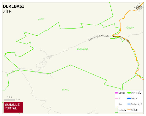DEREBAŞI Köyü Haritası | Mahalle ve Köy Sınırı