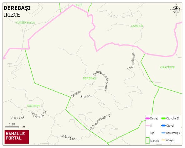 DEREBAŞI Mahallesi Haritası | Dağlar, Ovalar ve Akarsu Bilgileri