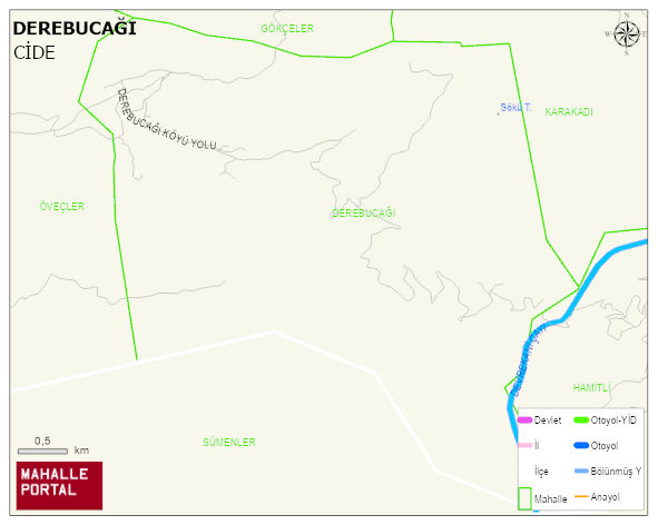 DEREBUCAĞI Köyü Haritası | Detaylı Köy ve Mahalle Görünümü