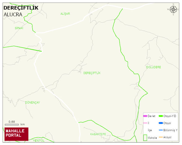 DEREÇİFTLİK Köyü Haritası | Dağlar, Ovalar ve Akarsu Bilgileri