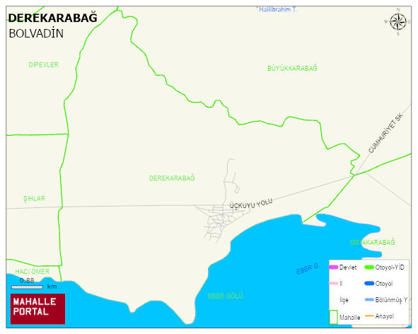 DEREKARABAĞ Köyü Haritası | Dağlar, Ovalar ve Akarsu Bilgileri