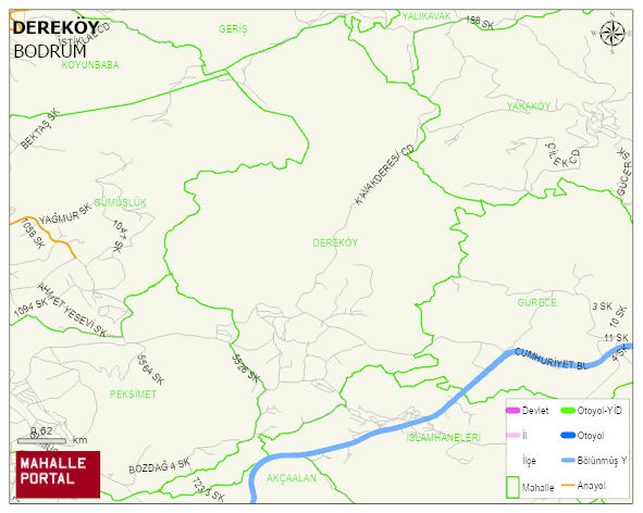 DEREKÖY Mahallesi Haritası | Dağlar, Ovalar ve Akarsu Bilgileri