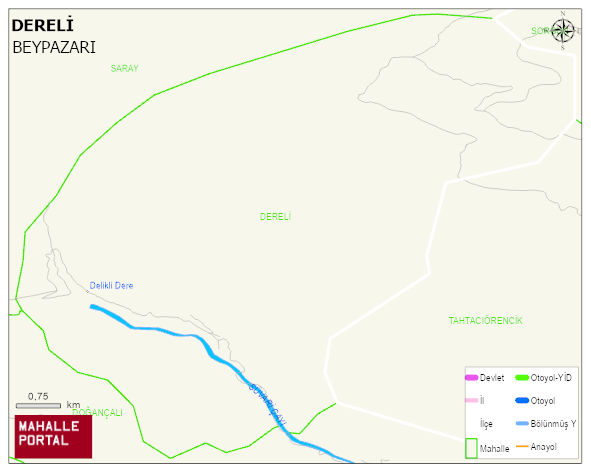 DERELİ Mahallesi Haritası | Coğrafi Yapı ve Detaylı Haritası