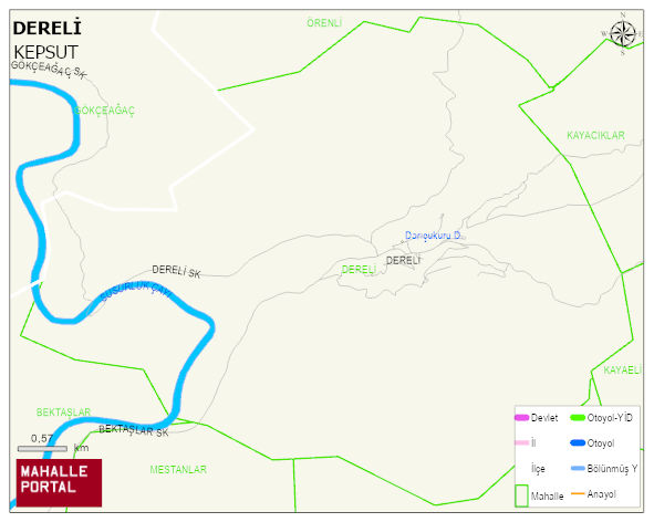 DERELİ Mahallesi Haritası | İnteraktif Köy ve Mahalle Sınırları