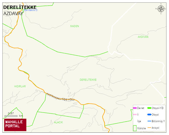 DERELİTEKKE Köyü Haritası | Yükselti ve Doğa Özellikleri